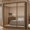 Guarda-Roupa Casal 3 Portas de Correr de Espelho 2 Gavetas Rustic Sublime Madesa