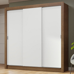 Guarda-Roupa Casal 3 Portas de Correr Rustic/Branco Nobre Madesa
