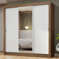 Guarda-Roupa Casal 3 Portas de Correr com Espelho Rustic/Branco Nobre Madesa