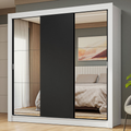 Guarda-Roupa Casal 3 Portas de Correr com Espelhos Branco/Preto Nobre Madesa