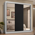 Guarda-Roupa Casal 3 Portas de Correr com Espelhos 4 Gavetas Branco/Preto Sublime Plus Madesa