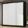 Guarda-Roupa Casal 3 Portas de Correr Preto/Branco Nobre Madesa