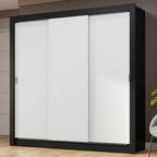 Guarda-Roupa Casal 3 Portas de Correr Preto/Branco Nobre Madesa