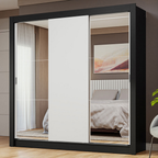 Guarda-Roupa Casal 3 Portas de Correr com Espelhos Preto/Branco Nobre Madesa