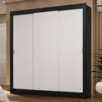 Guarda-Roupa Casal 3 Portas de Correr Preto/Branco Sublime Madesa