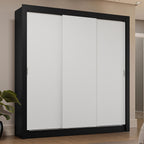 Guarda-Roupa Casal 3 Portas de Correr Preto/Branco Sublime Plus Madesa