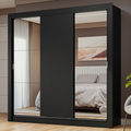 Guarda-Roupa Casal 3 Portas de Correr com Espelhos Preto Nobre Madesa