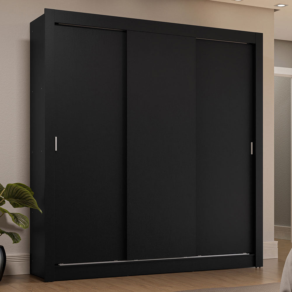 Guarda-Roupa Casal 3 Portas de Correr Preto Sublime Plus Madesa