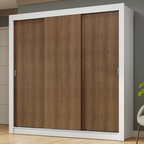 Guarda-Roupa Casal 3 Portas de Correr Branco/Rustic Nobre Madesa