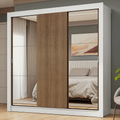 Guarda-Roupa Casal 3 Portas de Correr com Espelhos Branco/Rustic Nobre Madesa