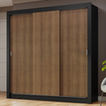 Guarda-Roupa Casal 3 Portas de Correr Preto/Rustic Nobre Madesa