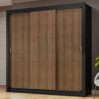 Guarda-Roupa Casal 3 Portas de Correr Preto/Rustic Nobre Madesa