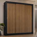 Guarda-Roupa Casal 3 Portas de Correr Preto/Rustic Sublime Plus Madesa