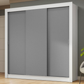 Guarda-Roupa Casal 3 Portas de Correr Branco/Cinza Nobre Madesa