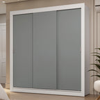 Guarda-Roupa Casal 3 Portas de Correr Branco/Cinza Sublime Madesa