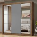 Guarda-Roupa Casal 3 Portas de Correr com Espelhos Rustic/Cinza Nobre Madesa