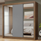 Guarda-Roupa Casal 3 Portas de Correr com Espelhos Rustic/Cinza Nobre Madesa