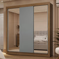 Guarda-Roupa Casal 3 Portas de Correr com Espelhos 2 Gavetas Rustic/Cinza Sublime Madesa