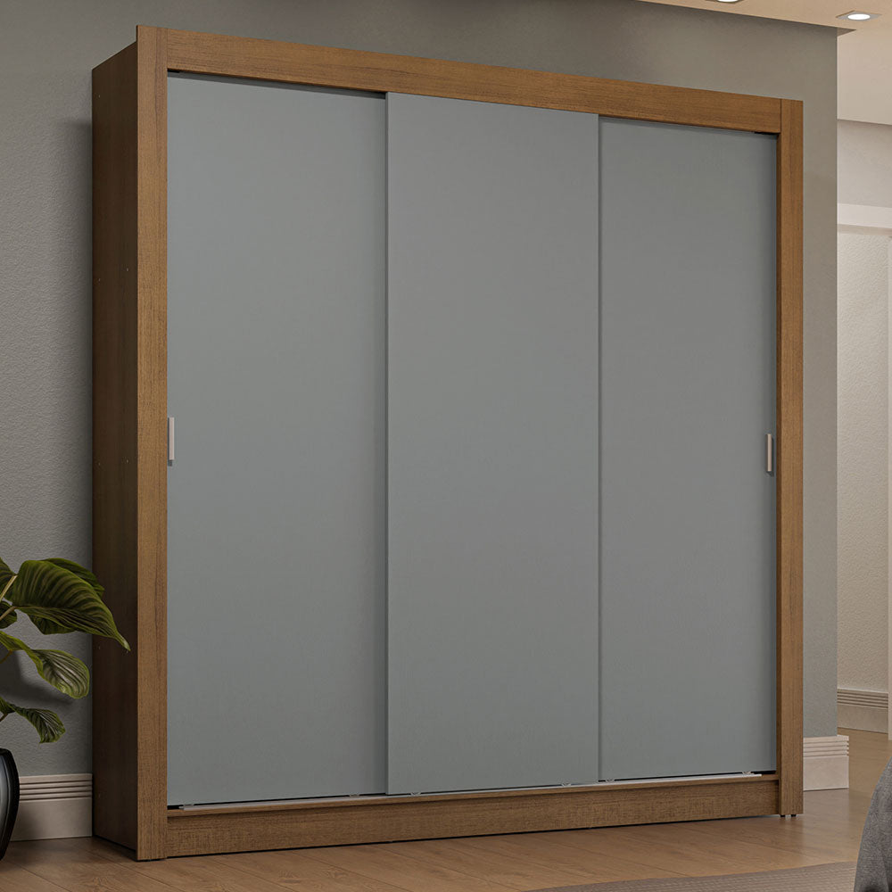 Guarda-Roupa Casal 3 Portas de Correr Rustic/Cinza Sublime Plus Madesa