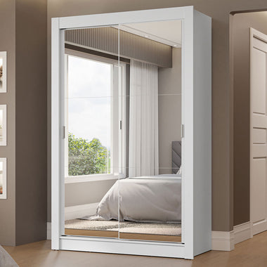 Guarda-Roupa Solteiro 2 Portas de Correr com Espelhos 2 Gavetas Branco Vivare Madesa