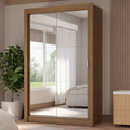 Guarda-Roupa Solteiro 2 Portas de Correr com Espelhos 4 Gavetas Rustic Vivare Plus Madesa