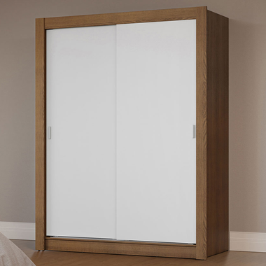 Guarda-Roupa Solteiro 2 Portas de Correr Rustic/Branco Milano Madesa