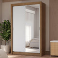 Guarda-Roupa Solteiro 2 Portas de Correr com Espelho 4 Gavetas Rustic/Branco Vivare Plus Madesa