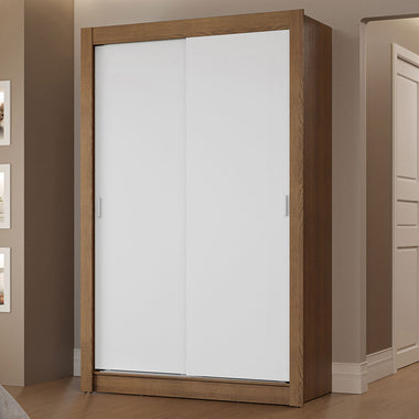 Guarda-Roupa Solteiro 2 Portas de Correr 2 Gavetas Rustic/Branco Vivare Madesa