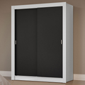 Guarda-Roupa Solteiro 2 Portas de Correr Branco/Preto Milano Madesa