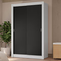 Guarda-Roupa Solteiro 2 Portas de Correr 4 Gavetas Branco/Preto Vivare Plus Madesa