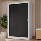 Guarda-Roupa Solteiro 2 Portas de Correr 4 Gavetas Branco/Preto Vivare Plus Madesa