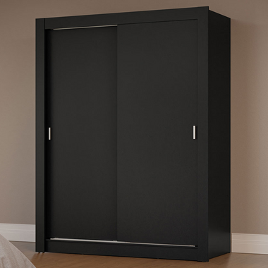 Guarda-Roupa Solteiro 2 Portas de Correr Preto Milano Madesa