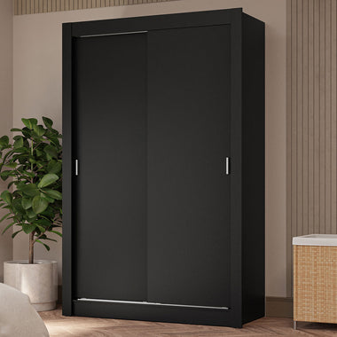 Guarda-Roupa Solteiro 2 Portas de Correr 4 Gavetas Preto Vivare Plus Madesa