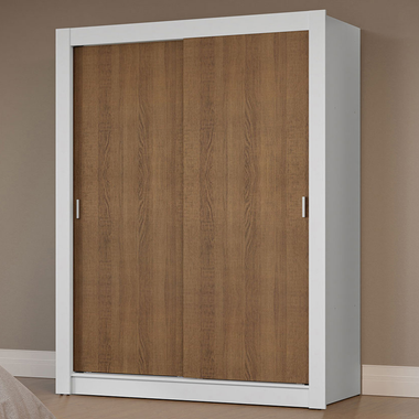 Guarda-Roupa Solteiro 2 Portas de Correr Branco/Rustic Milano Madesa