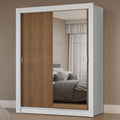 Guarda-Roupa Solteiro 2 Portas de Correr com Espelho Branco/Rustic Milano Madesa