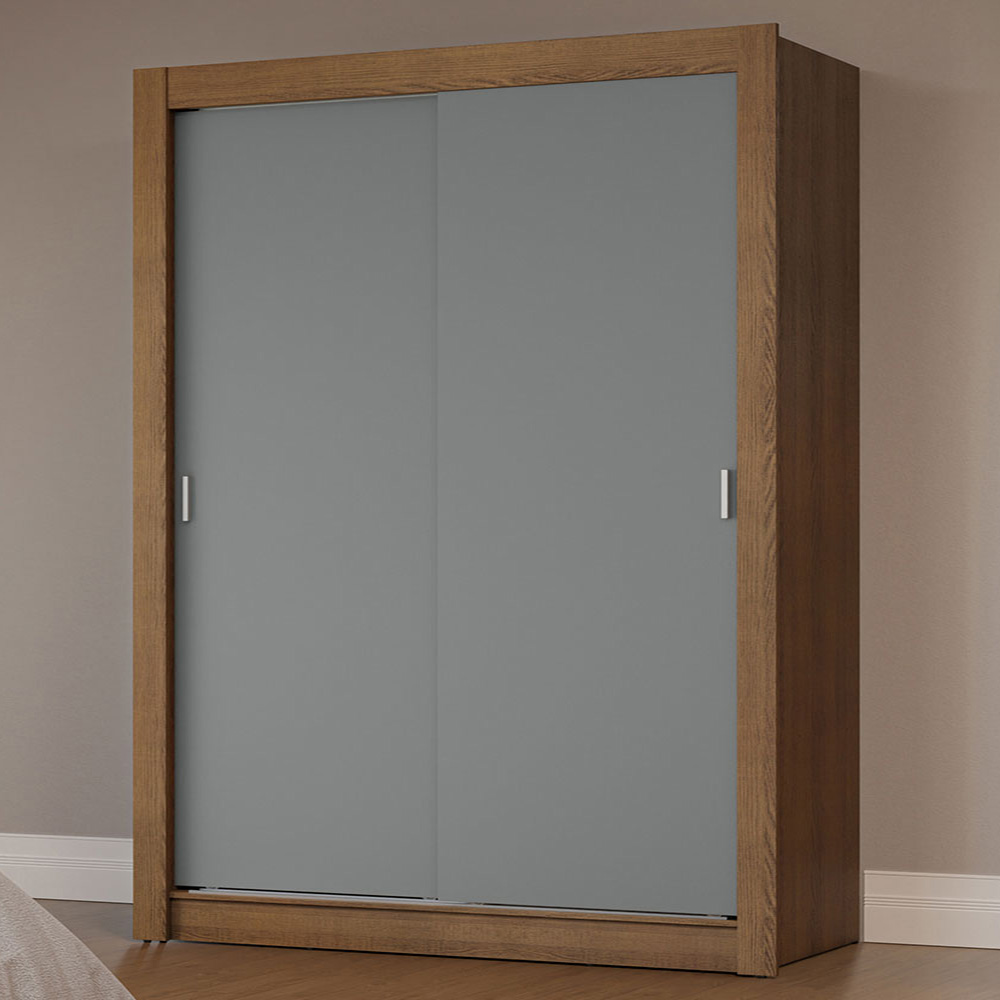 Guarda-Roupa Solteiro 2 Portas de Correr Rustic/Cinza Milano Madesa