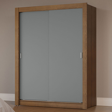 Guarda-Roupa Solteiro 2 Portas de Correr Rustic/Cinza Milano Madesa