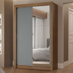 Guarda-Roupa Solteiro 2 Portas de Correr com Espelho 2 Gavetas Rustic/Cinza Vivare Madesa