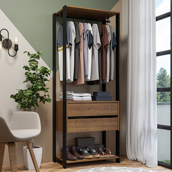 Guarda-Roupa Closet Modulado 2 Gavetas 70cm Rustic/Preto Madesa Valencia