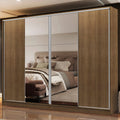 Guarda-Roupa Casal Madesa Apolo 4 Portas de Correr com Espelho Rustic