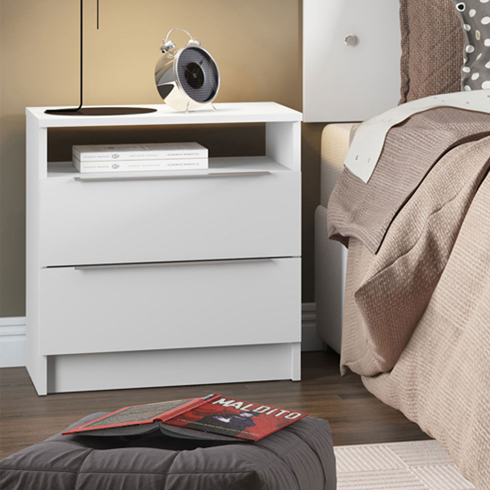 Mesa de Cabeceira Madesa 3227 com 2 Gavetas Branco