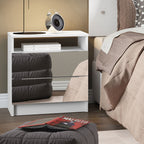 Mesa de Cabeceira Madesa 3227 2 Gavetas com Espelho Branco