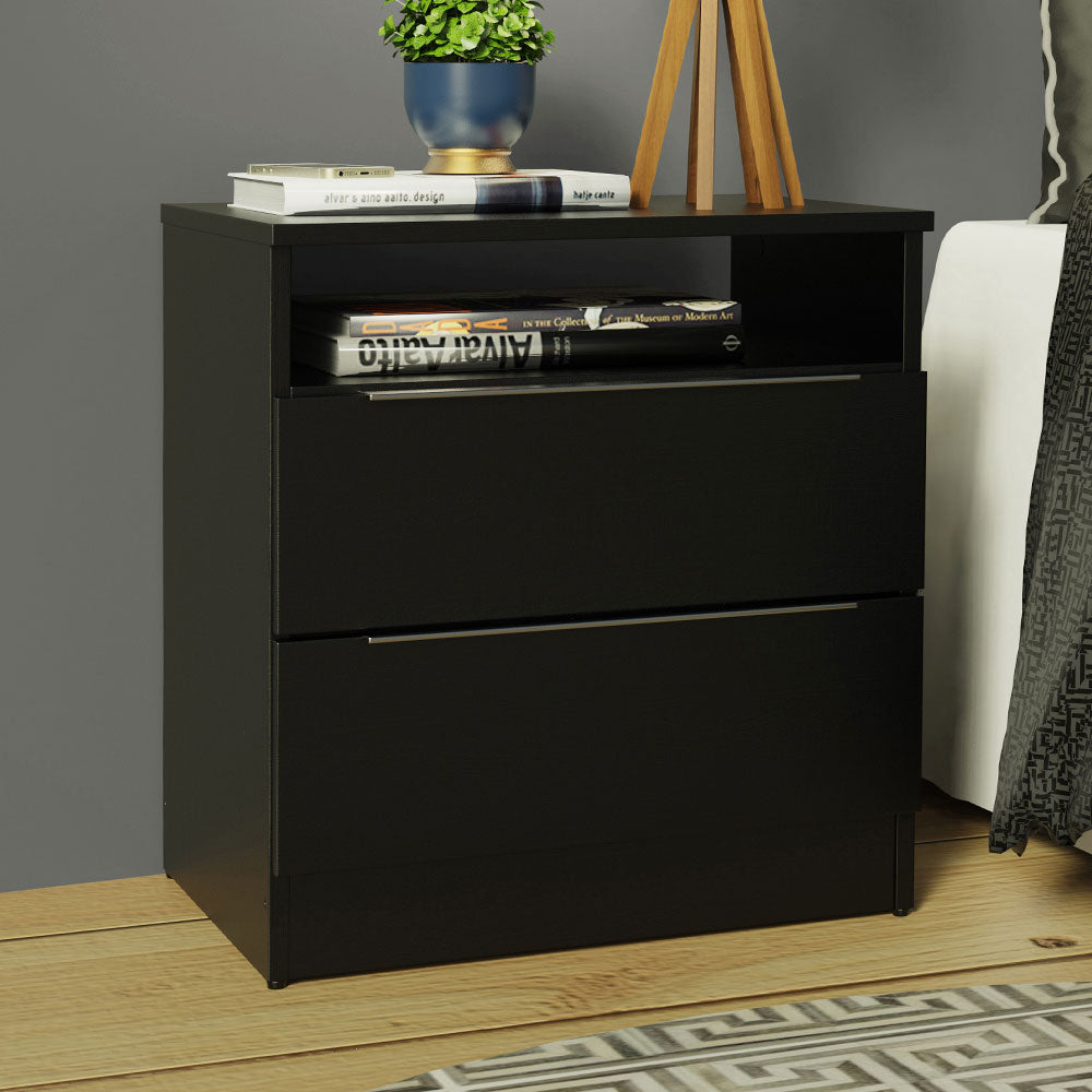 Mesa de Cabeceira Madesa 3227 com 2 Gavetas Preto