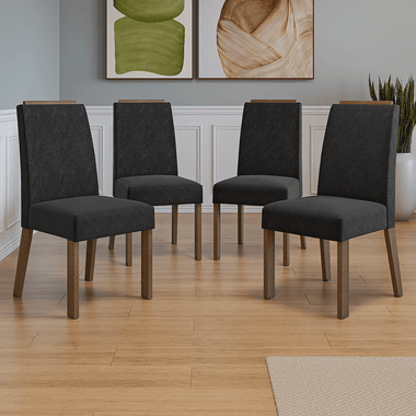 Kit 4 Cadeiras de Jantar 4255 com Espaldar Rustic/Oxford Madesa