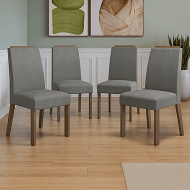 Kit 4 Cadeiras de Jantar 4255 com Espaldar Rustic/Silver Madesa