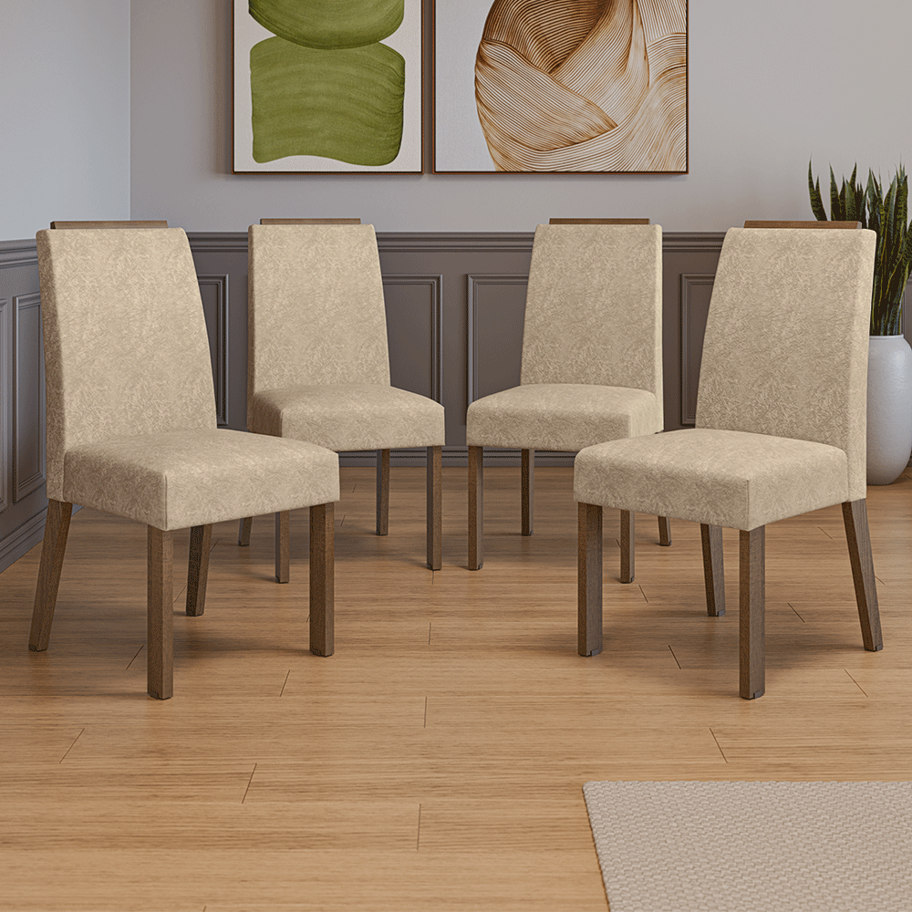 Kit 4 Cadeiras de Jantar 4255 com Espaldar Rustic/Imperial Madesa