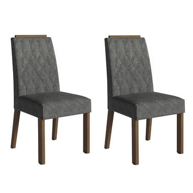 Kit 2 Cadeiras de Jantar 4256 com Espaldar Rustic/Silver Madesa