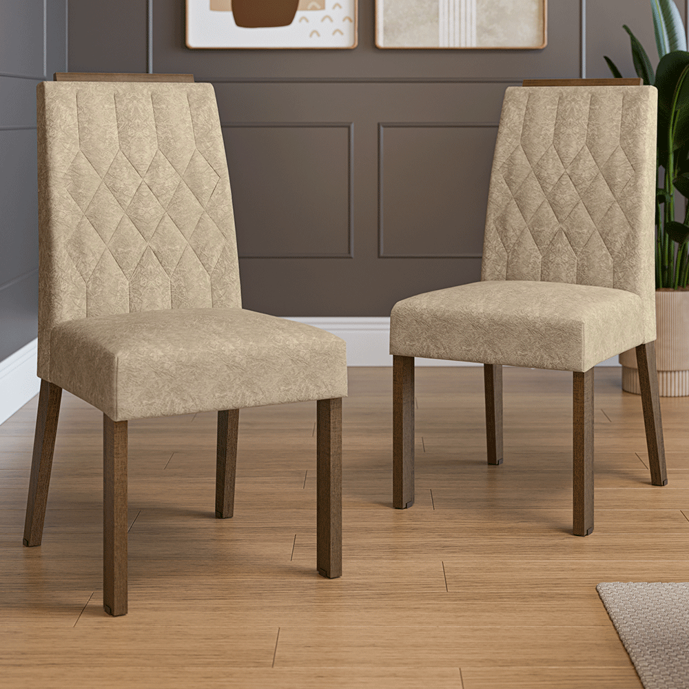 Kit 2 Cadeiras de Jantar 4256 com Espaldar Rustic/Imperial Madesa