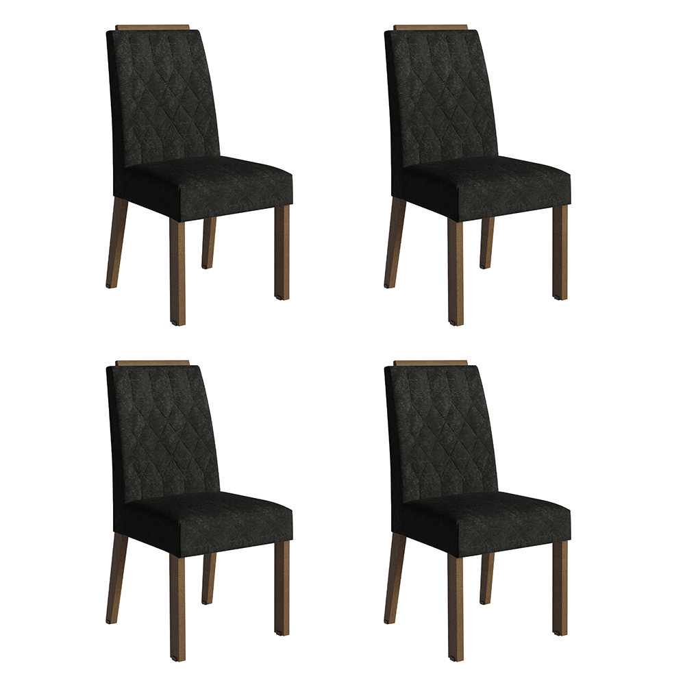 Kit 4 Cadeiras de Jantar 4256 com Espaldar Rustic/Oxford Madesa