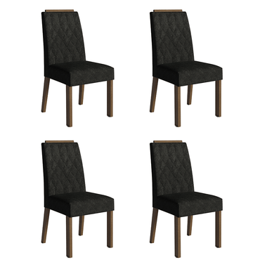 Kit 4 Cadeiras de Jantar 4256 com Espaldar Rustic/Oxford Madesa